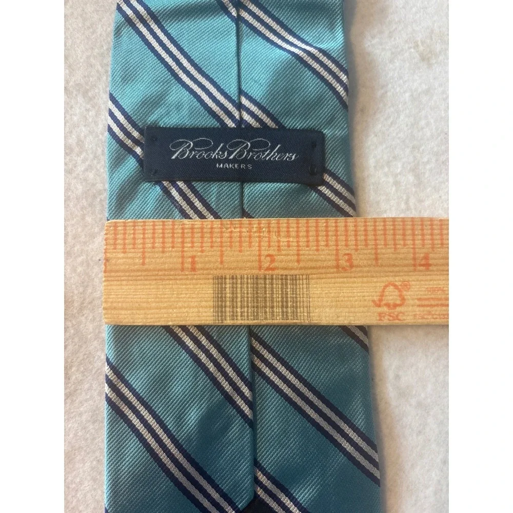 Brooks Brothers Tie Mens OS Blue Excellent Silk Repp Stripe Woven in England 59